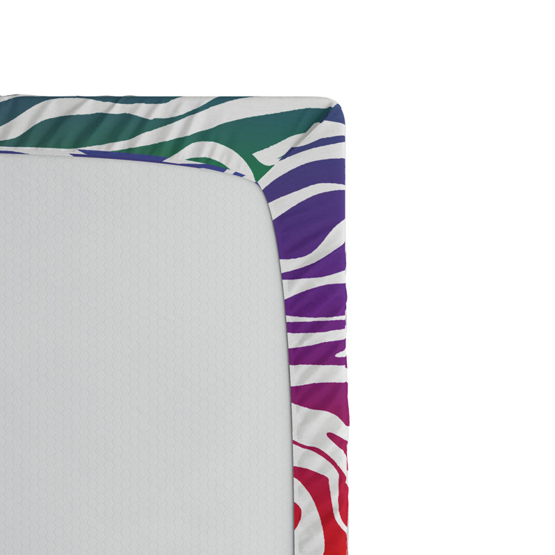 Twin XL Multicolor Microfiber Zebra Print Fitted Sheet