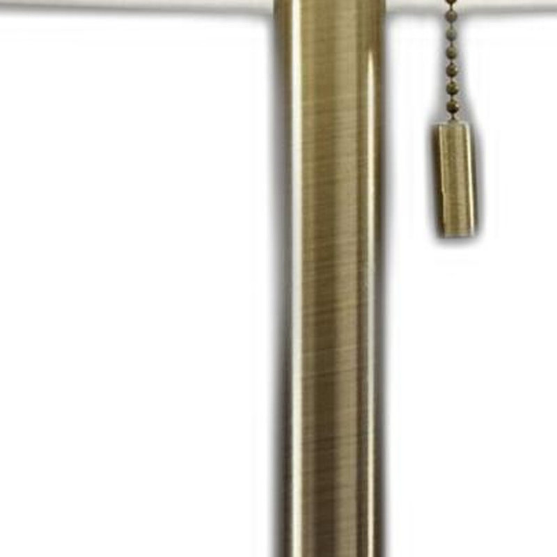 Aghvan 22"  Metal Cylinder Table Lamp With  Drum Shade, Antique Brass, Beige