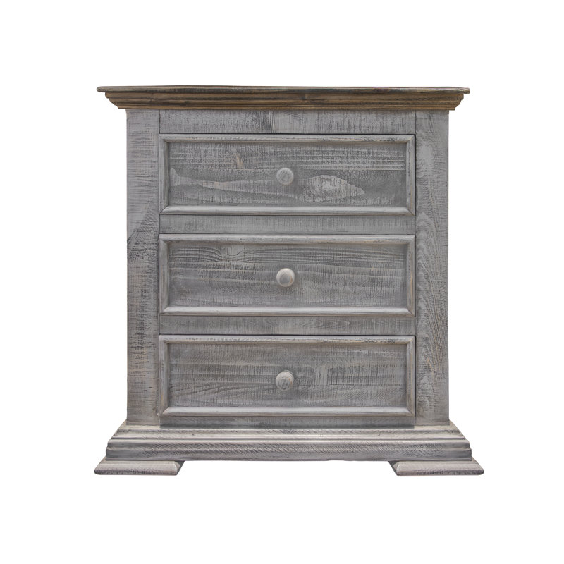 Table de chevet 3 tiroirs Roseland, Gris