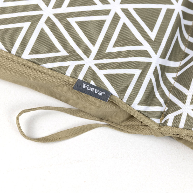 Deck Outdoor High Back Seat Pad, Pack of 4, Olive Geometric