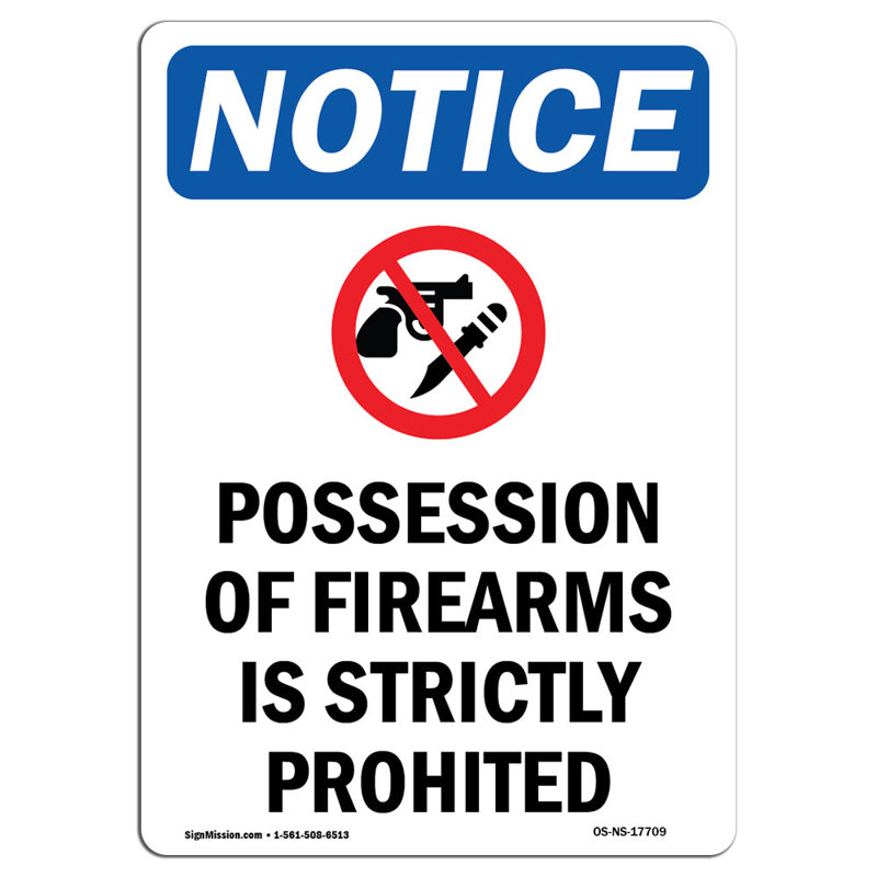 Panneau «Possession of Firearms»