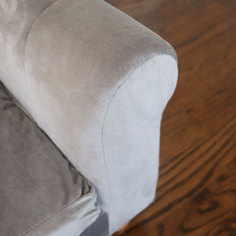 Elegant Gray Faux-Velvet Elevated Dog Bed with Wood Legs