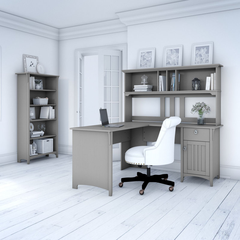 Crédence en L avec rehausse Khadesha, Gris Cape Cod