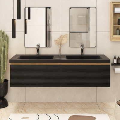 60'' Double Sink Bathroom Vanity with Resin Sink