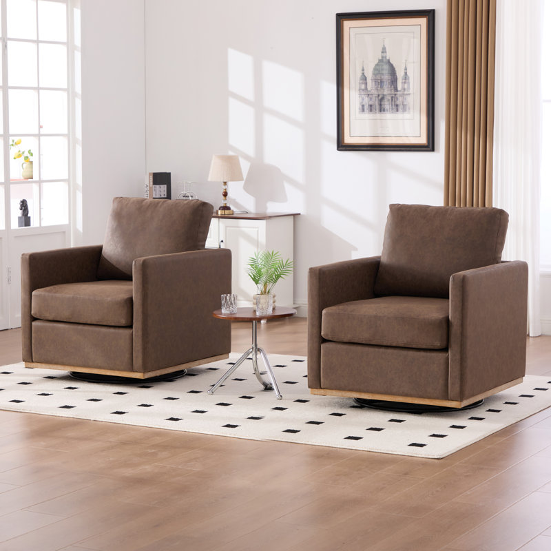Fauteuil large pivotant rembourré (ensemble de 2), Café