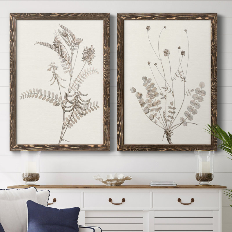 «Neutral Botanical Study VIIP», reproduction d'art encadrée - prête à être accrochée, H 37,5 po x l 55 po x P 1,5 po