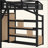 Metal Loft Bed with Storage Stairs, Built-in Wardrobe & Shelves, USB Ports, LED Lights, Noise-Reduced Design for Teens, Students, Dorm & Bedroom-64299110-64299108
