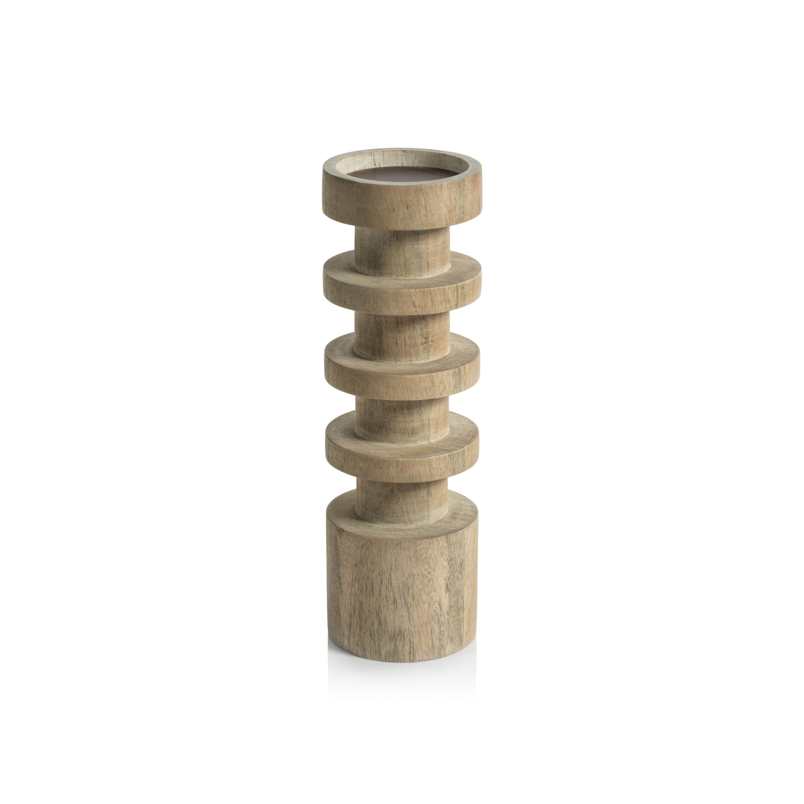 Mango Wood Pillar Holder, 13" H x 4" W x 4" D
