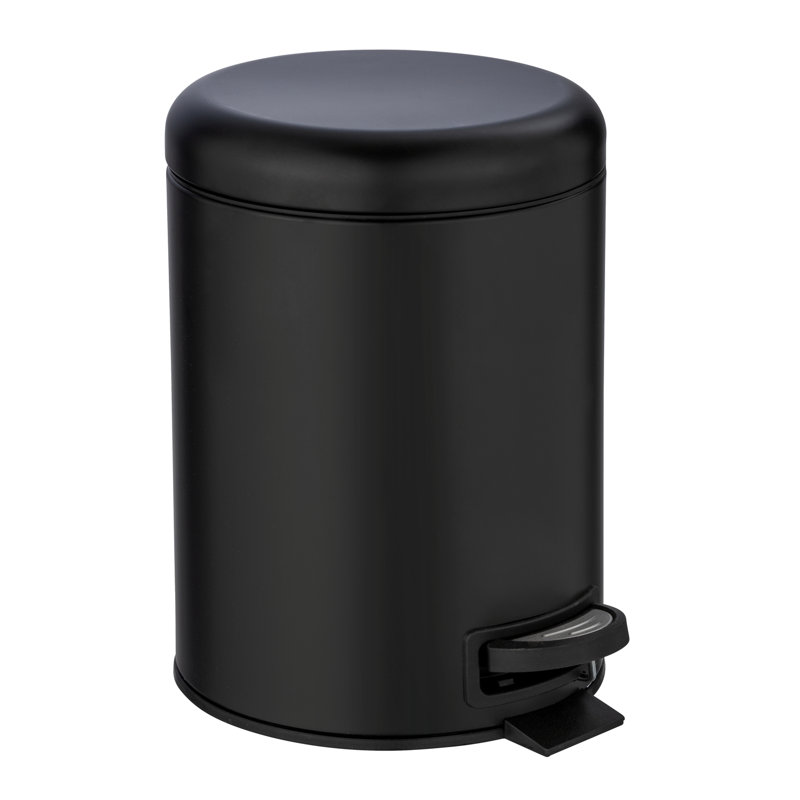 WENKO Cosmetic pedal bin Leman Shiny stainless steel 5 L, 5L, Grey