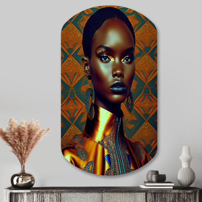 Exquiste African Woman Design II - art mural asymétrique en forme de cylindre afro-américain