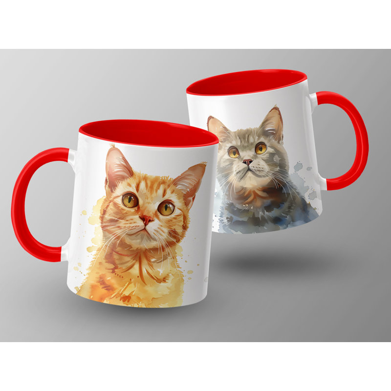 Ceramic Coffee Mug, Red, 2