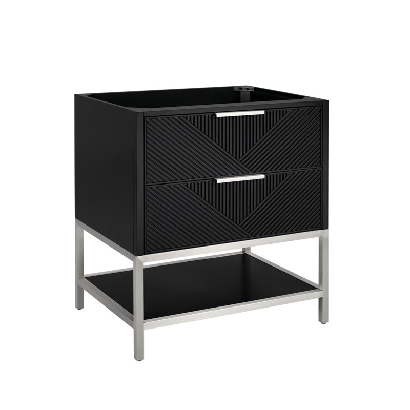 Diamond 30'' W Single Vanity, Charcoal Black, Brushed Nickel, Italian Carrara Marble
