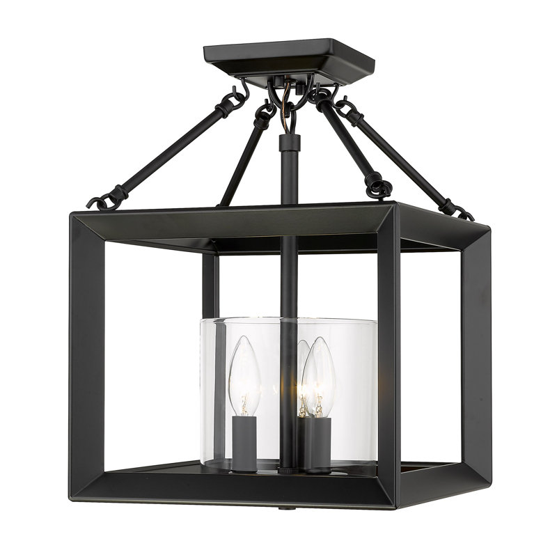 Averee Glass Semi Flush Mount, Matte Black