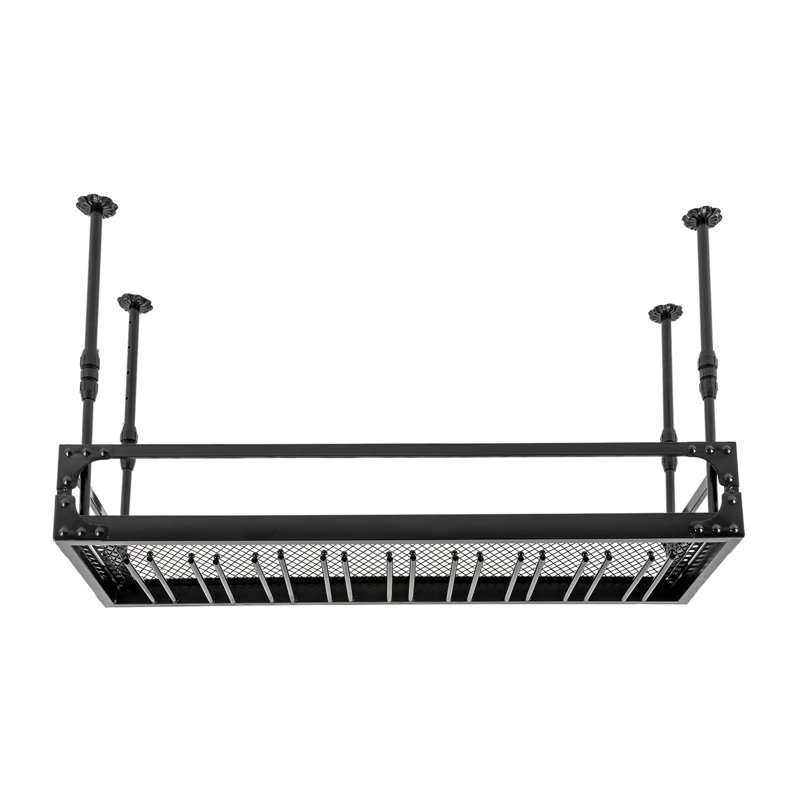Floor Wine Bottle & Glass Rack, Black