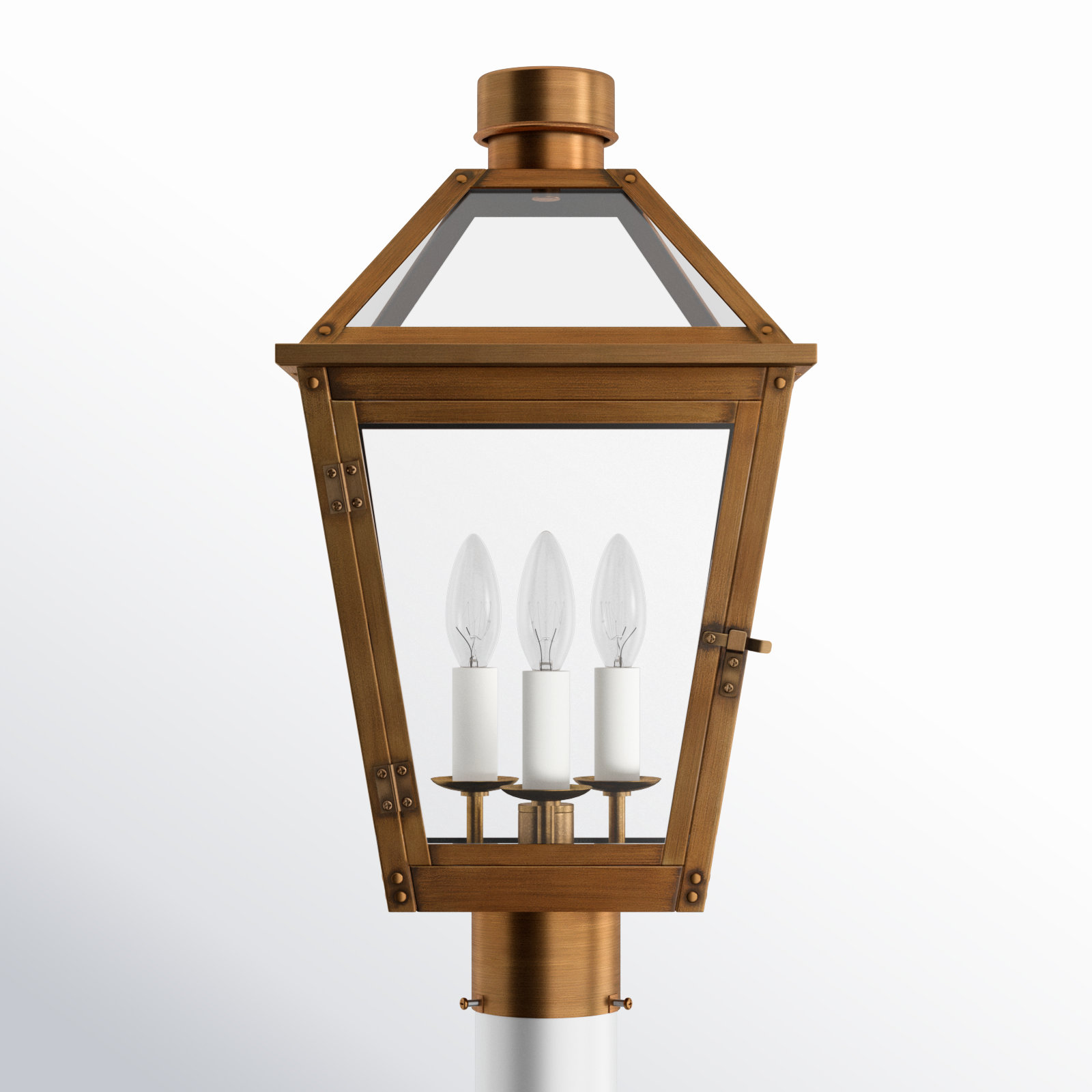 3-Light Composite Outdoor Lantern Head, Natural Copper