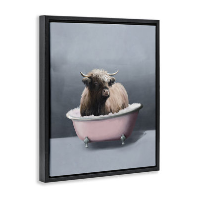 Buffalo in Tub Framed Floater Canvas Wall Art by Svetlana Aleynikova