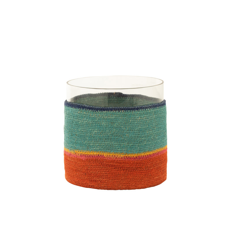 Glass Tabletop Tealight Holder, Green/Red