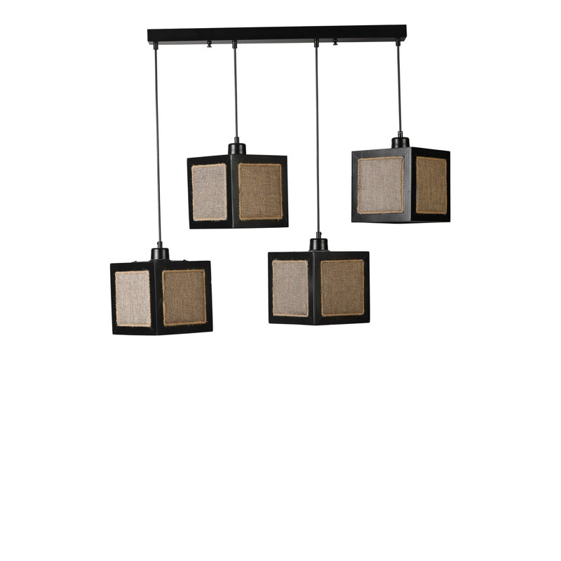 Chandle Chandelier, Black/Rattan