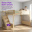 Lit mezzanine en bois massif UnaCubby avec garde-robe intégré, rangement et escalier, sans sommier-822935024