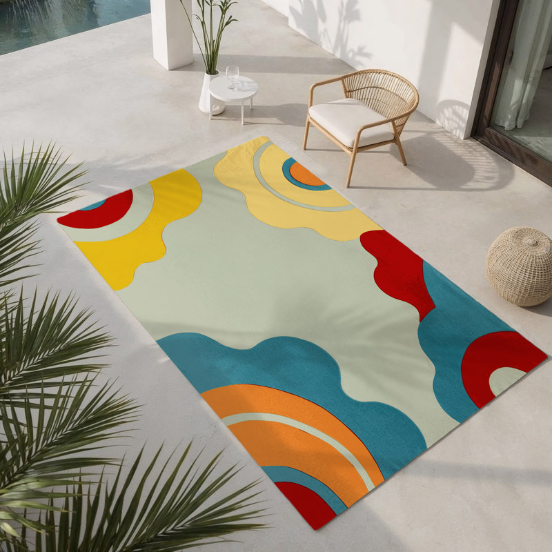 Zesty Wave Indoor And Outdoor Area Rug, Rectangle 1'6" x 2'6"