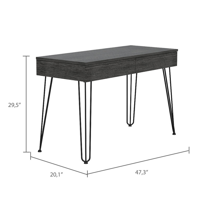 Bureau d'écriture à 2 tiroirs, Gris
