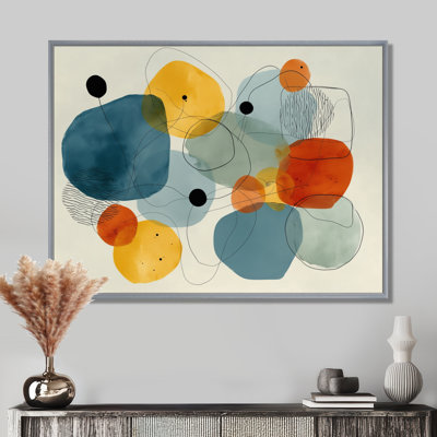 «Minimalist Meditation Stone Collage - Midcentury Modern Art, Blue Mid-Century Modern, reproduction sur toile