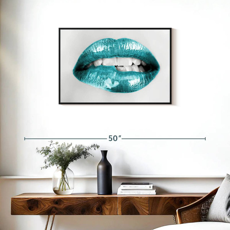 Bouche à lèvres, Cadre flottant noir, 31 po x 21 po