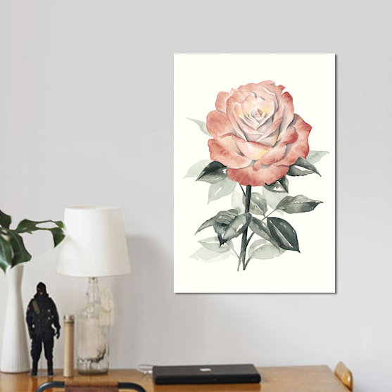 «Beholden Rose I», reproduction d'art sur toile, H 24 po x l 16 po x P 1 po, Papier avec cadre noir, Blanc
