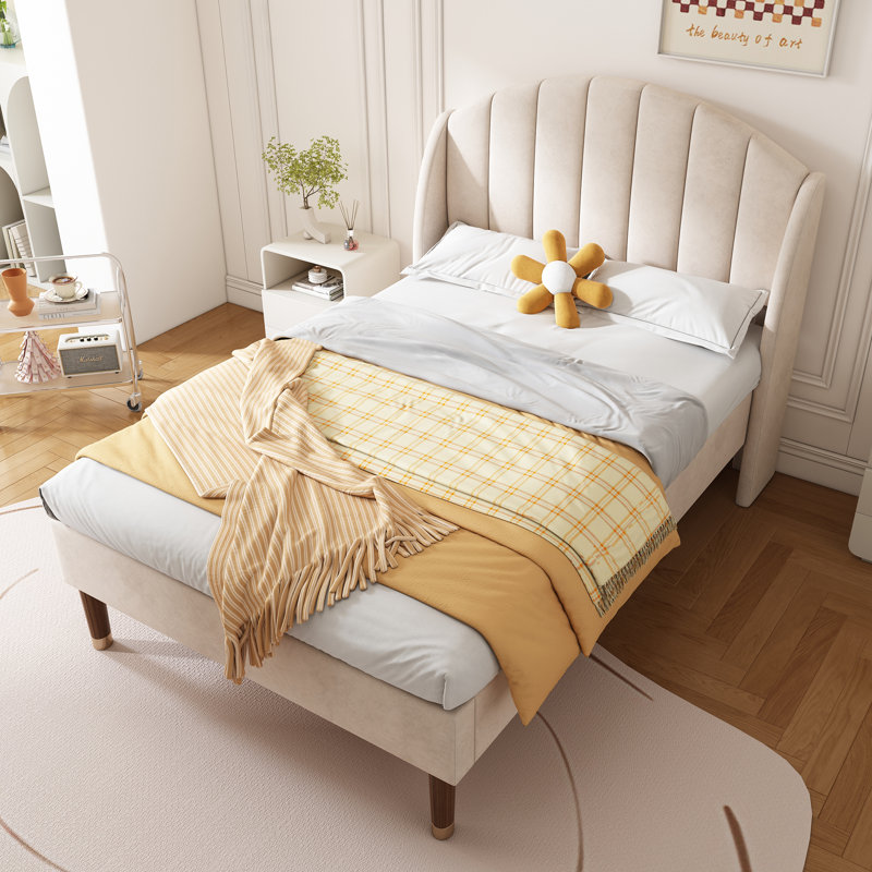 Upholstered Bed, Beige