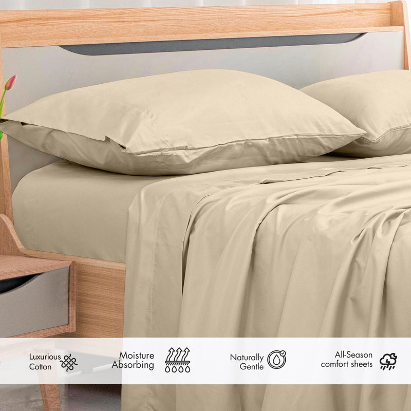 Royale Linens 300 Thread Count 100% Long Staple Combed Cotton Flat Sheet - Super Soft - Top Sheets - Flat Sheet Sold Separately - Breathable, Cool & Crisp Percale Sheets Only