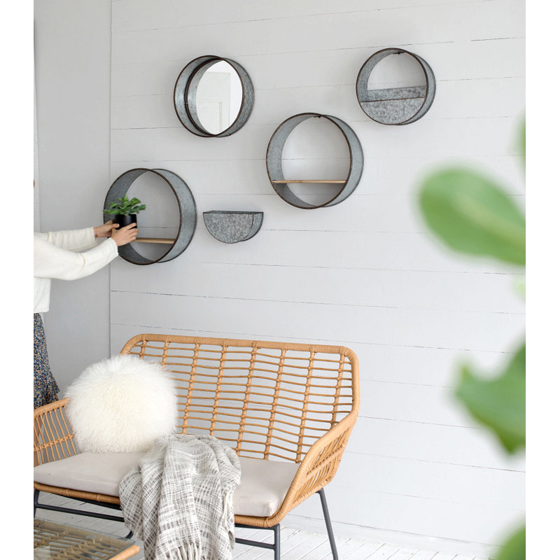 Farmhouse Round Wall Planter, 5 Piece