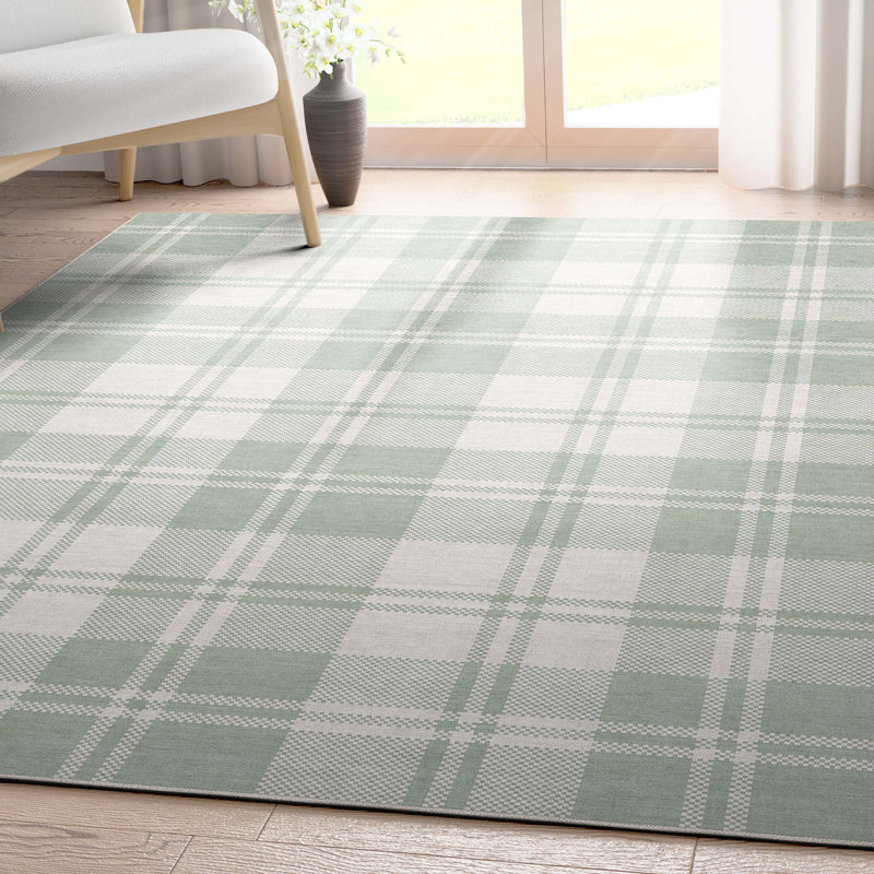 Tapis vert tissé à plat Kehr, Rectangle 5 pi x 7 pi