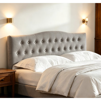 Adjustable Height Diamond-Button Linen Headboard