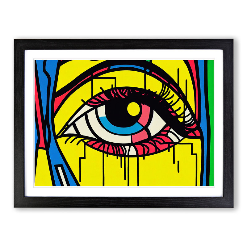 Human Eye Pop Abstract 1 Piece Single Picture Frame Wall Art, 25cm H x 34cm W x 2cm D, Black