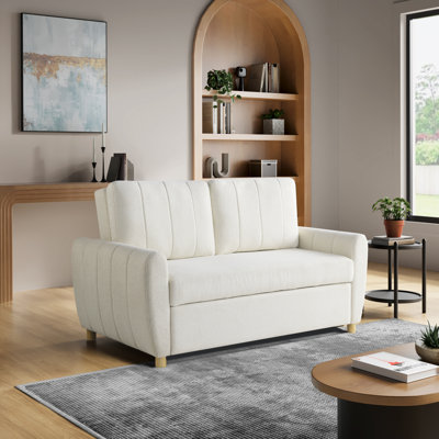 Serta Lowry 66.5" Full Size Convertible Sleeper Loveseat with Pop-Up Bed, Rounded Arm