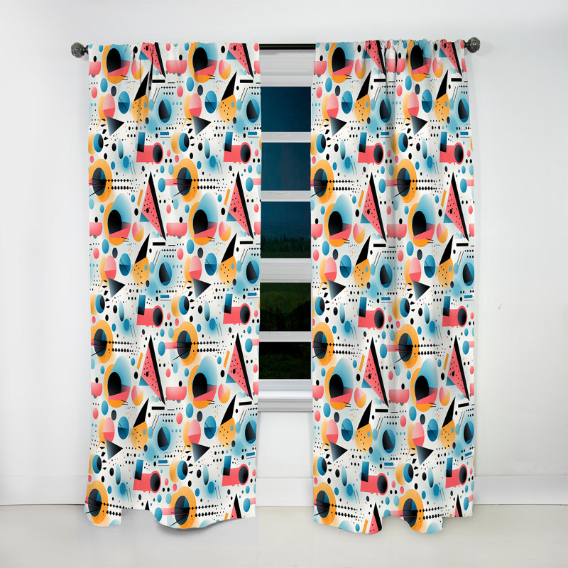 Mukul rose et bleu 1970s Trendy Patterns II - rideau en velours moderne - obscurcissant - 1 panneau, L 52 po x L 108 po