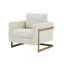 Lozka - Fauteuil d'appoint contemporain en tissu crème et acier doré-1465970102