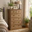 Commode 6 tiroirs, commode haute 6 tiroirs, rangement pour vêtements, armoire de salon 6 tiroirs, chêne, H 31,50 po x l 15,75 po x H 47,64 po