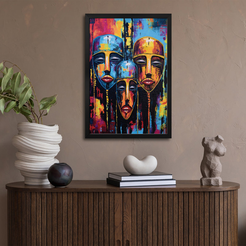Trio de visages encadrés de qualité supérieure, H 24 po x l 16 po