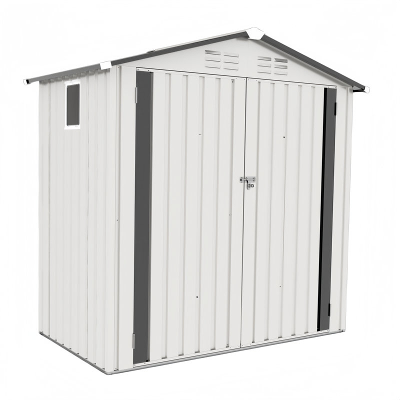 6X3.5Ft Metal Storage Shed,Tool Shed With Peaked Roof Waterproof With Clear Window And Lockable Door Compact Tool Shed For Garden, Backyard,Patio,Sundries And Bike Storage