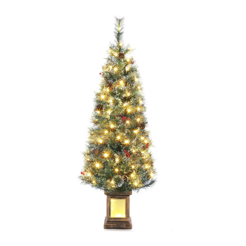 Angadresma 138cm H Lighted Artificial Christmas Tree