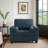 Convertible Navy Corduroy Tufted Sofa Bed Chair 3-In-1 Pull Out Multi-Functional Sleeper Single Chair Bed With 2 Soft Pillows, USB Outlet and  Cup Holder-1458289985