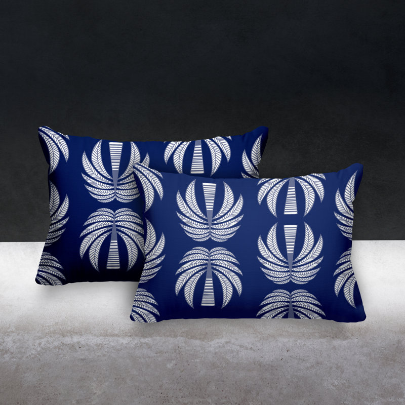 Polyester / Mélange de polyester Housse de coussin rectangulaire intérieure / extérieure lombaire et insert, Bleu marine