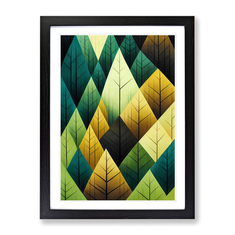 FRM-V0523-997X Forest Geometric - Picture Frame Print, 34cm H x 25cm W, Oak Framed