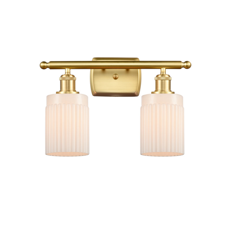 Éclairage pour meuble-lavabo à intensité variable 2 lumières Kamena, Blanc mat, Or satiné, Ampoule non incluse