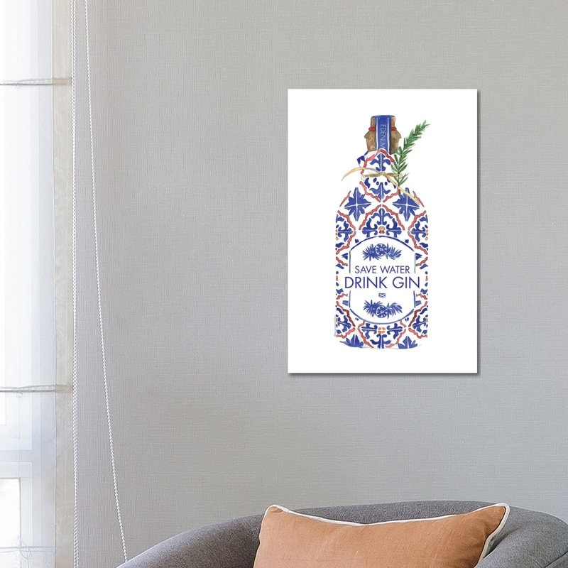 Save Water Drink Gin by Mercedes Lopez Charro - Wrapped Canvas Print, 101.6 cm H x 66.04 cm W