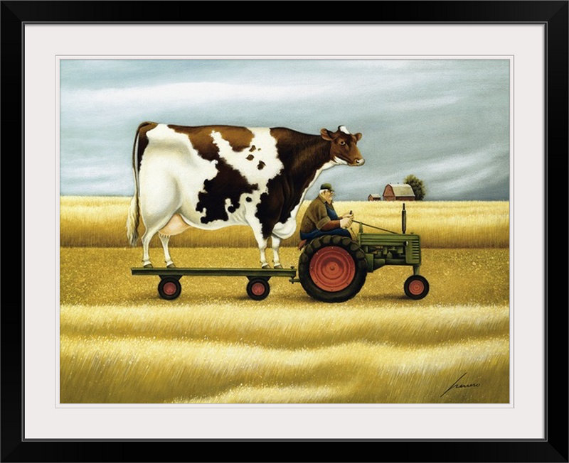 «Luton Ride to the Fair», reproduction d'art de Lowell Herrero, H 20 po x l 24 po x P 1 po, Cadre noir
