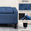 Banc de rangement bleu foncé By, revêtement en lin recouvert de boutons, chambre à coucher polyvalente et repose-pieds en lin, plateau pour la maison et les espaces intérieurs, solution de repos fonctionnelle