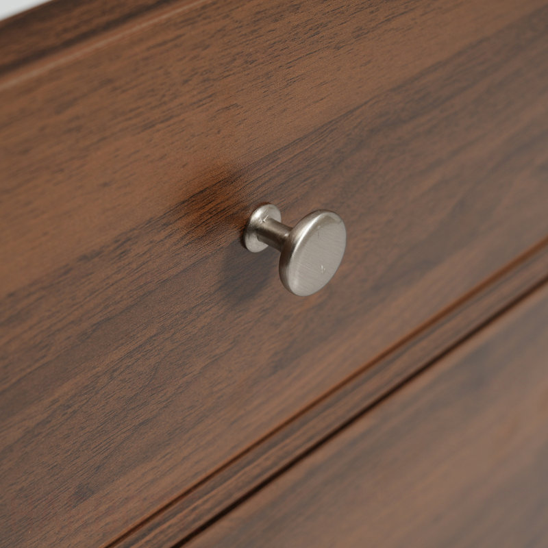 Meuble-lavabo de salle de bain avec lavabo SMC, grande armoire de rangement moderne avec tiroirs à fermeture en douceur et portes en rotin, boutons en métal argenté et 5 pieds en pin,