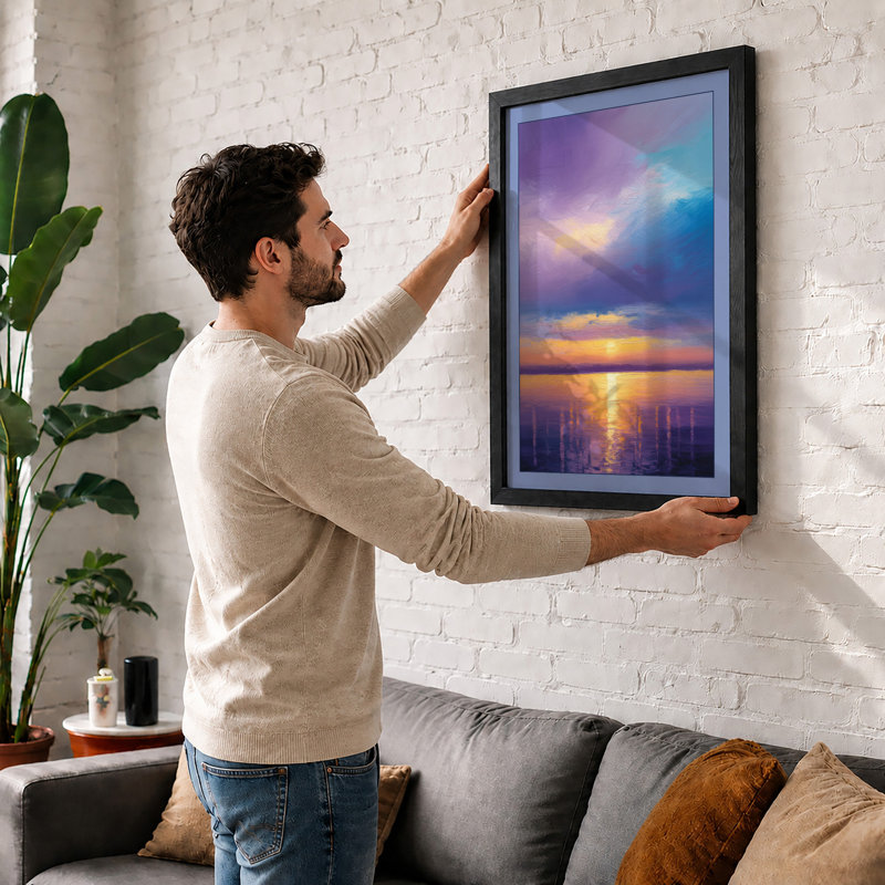 City Under Sunrise Modern - Framed Print, A3 - 42.0 x 29.7 cm, White